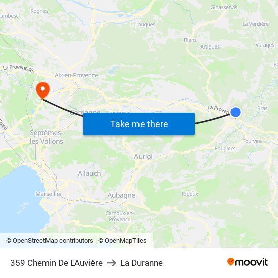 359 Chemin De L'Auvière to La Duranne map