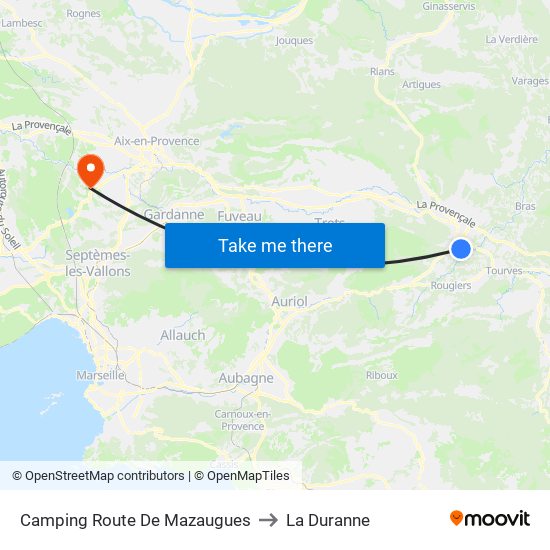 Camping Route De Mazaugues to La Duranne map