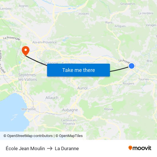 École Jean Moulin to La Duranne map