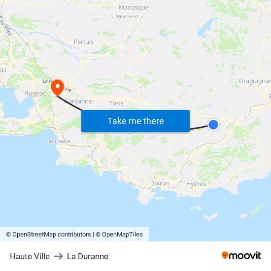 Haute Ville to La Duranne map