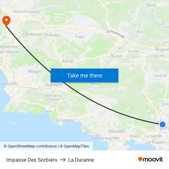 Impasse Des Sorbiers to La Duranne map