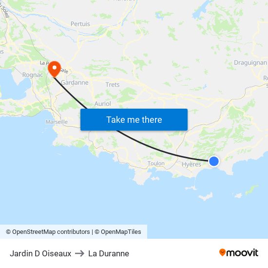 Jardin D Oiseaux to La Duranne map