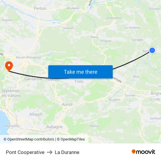 Pont Cooperative to La Duranne map