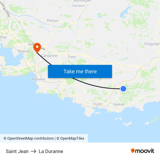 Saint Jean to La Duranne map