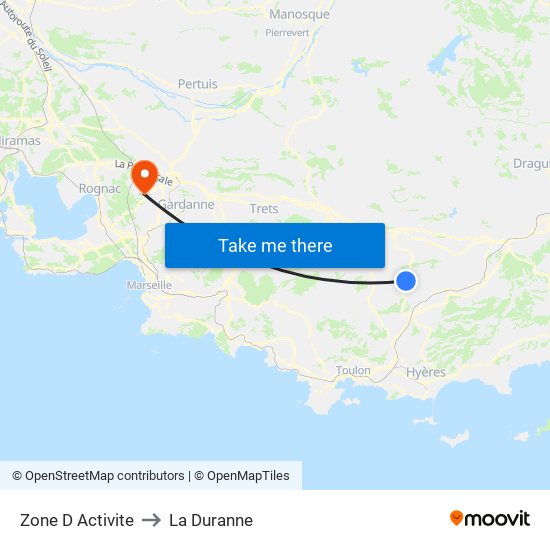 Zone D Activite to La Duranne map