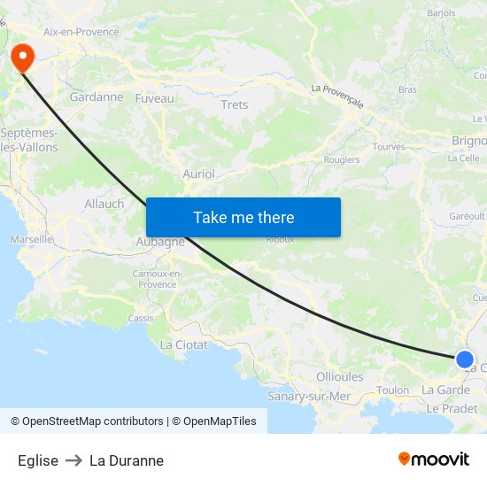 Eglise to La Duranne map