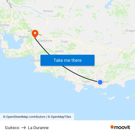 Guiteco to La Duranne map