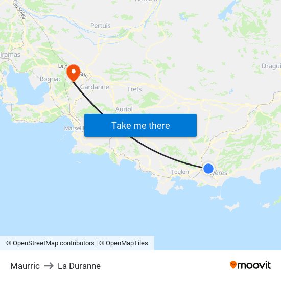 Maurric to La Duranne map