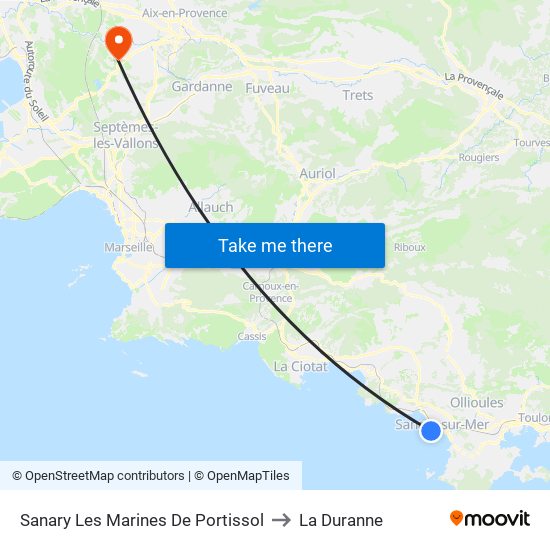 Sanary Les Marines De Portissol to La Duranne map