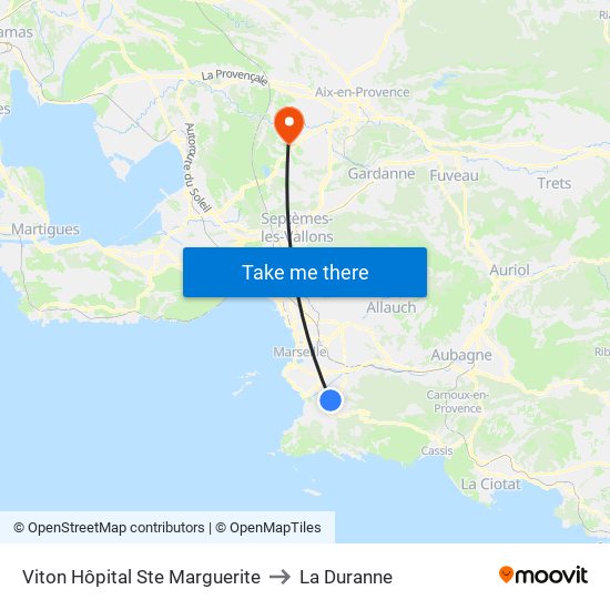 Viton Hôpital Ste Marguerite to La Duranne map