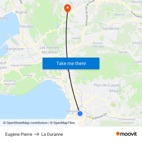 Eugène Pierre to La Duranne map