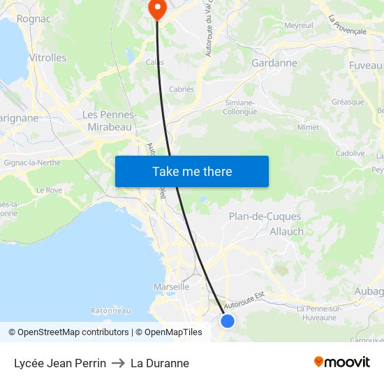 Lycée Jean Perrin to La Duranne map