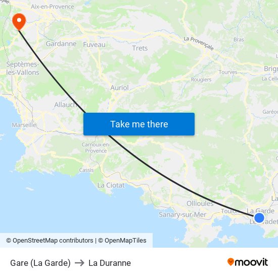 Gare (La Garde) to La Duranne map