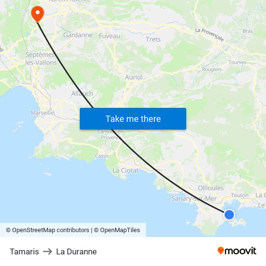 Tamaris to La Duranne map