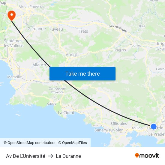 Av De L'Université to La Duranne map