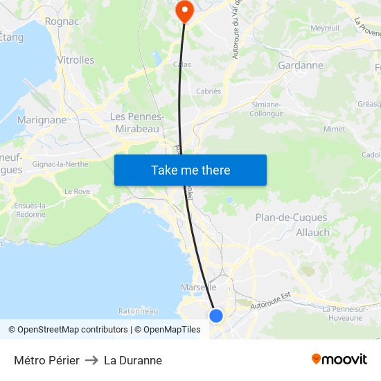 Métro Périer to La Duranne map