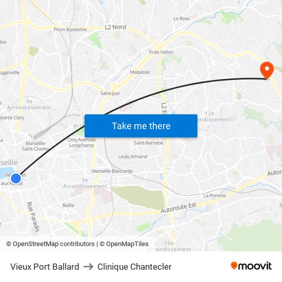 Vieux Port Ballard to Clinique Chantecler map