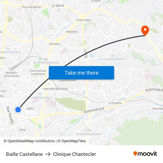 Baille Castellane to Clinique Chantecler map