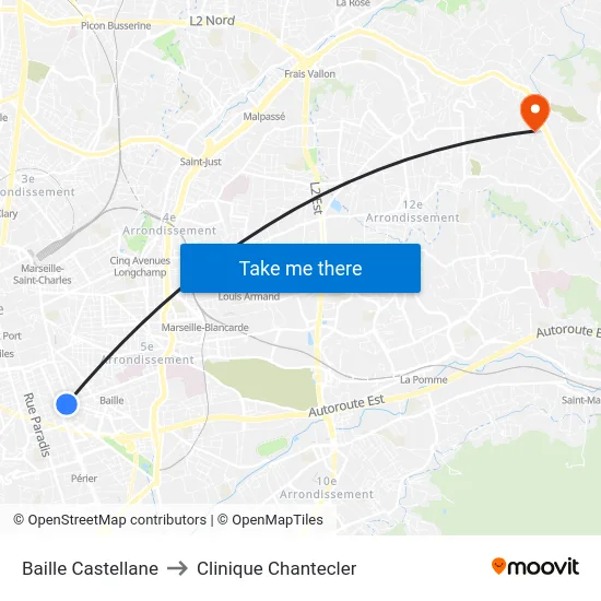 Baille Castellane to Clinique Chantecler map