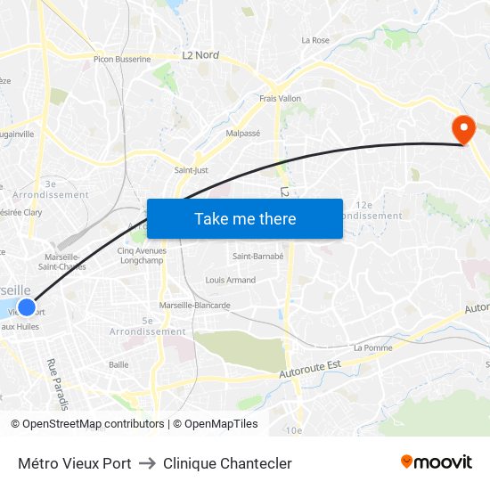 Métro Vieux Port to Clinique Chantecler map