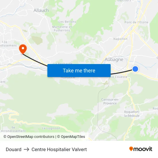 Douard to Centre Hospitalier Valvert map
