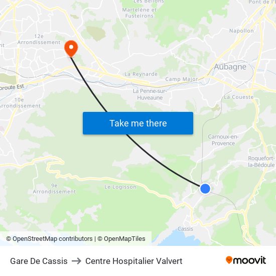 Gare De Cassis to Centre Hospitalier Valvert map