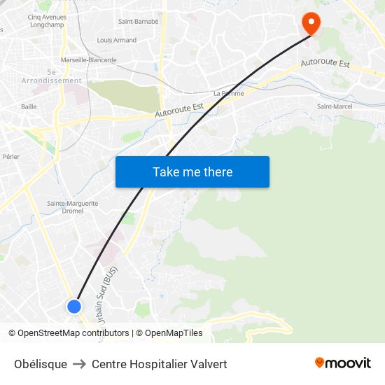 Obélisque to Centre Hospitalier Valvert map