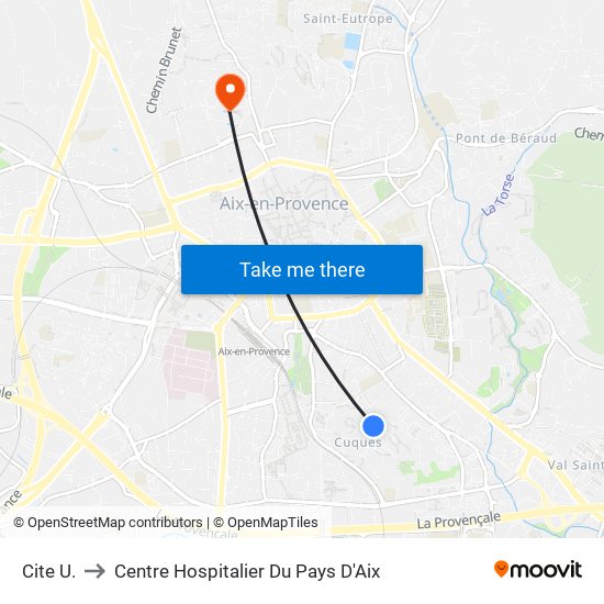 Cite  U. to Centre Hospitalier Du Pays D'Aix map