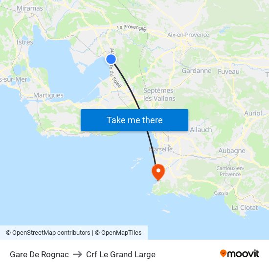 Gare De Rognac to Crf Le Grand Large map