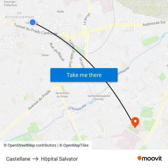 Castellane to Hôpital Salvator map