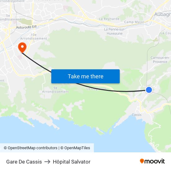 Gare De Cassis to Hôpital Salvator map