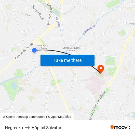 Négresko to Hôpital Salvator map
