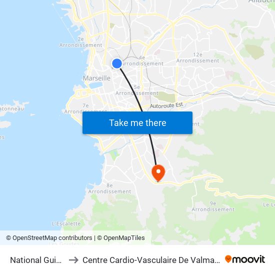 National Guibal to Centre Cardio-Vasculaire De Valmante map