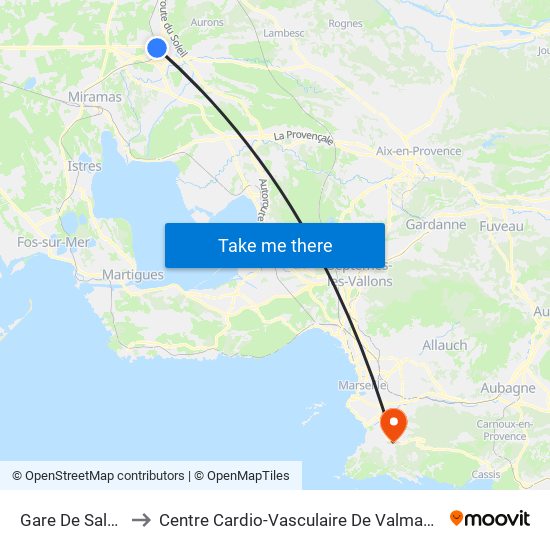 Gare De Salon to Centre Cardio-Vasculaire De Valmante map