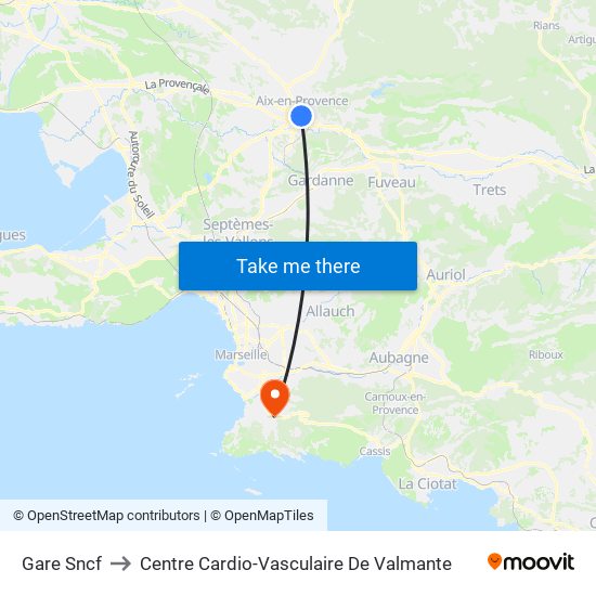 Gare Sncf to Centre Cardio-Vasculaire De Valmante map