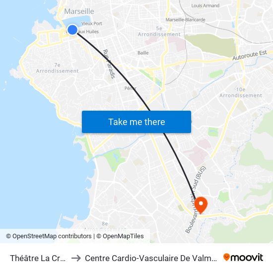 Théâtre La Criée to Centre Cardio-Vasculaire De Valmante map