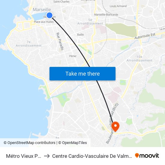 Vieux Port to Centre Cardio-Vasculaire De Valmante map