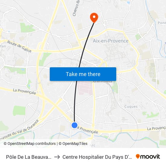 Pôle De La Beauvalle to Centre Hospitalier Du Pays D'Aix map