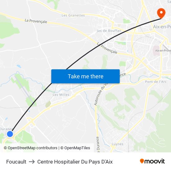 Foucault to Centre Hospitalier Du Pays D'Aix map