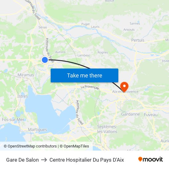 Gare De Salon to Centre Hospitalier Du Pays D'Aix map