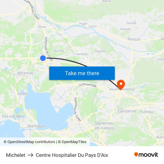 Michelet to Centre Hospitalier Du Pays D'Aix map