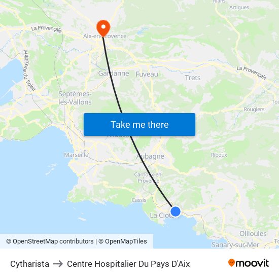 Cytharista to Centre Hospitalier Du Pays D'Aix map