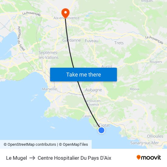 Le Mugel to Centre Hospitalier Du Pays D'Aix map