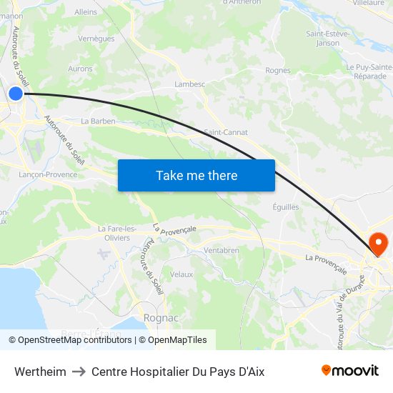 Wertheim to Centre Hospitalier Du Pays D'Aix map
