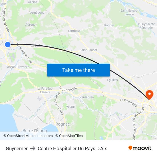 Guynemer to Centre Hospitalier Du Pays D'Aix map