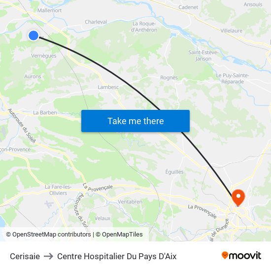 Cerisaie to Centre Hospitalier Du Pays D'Aix map