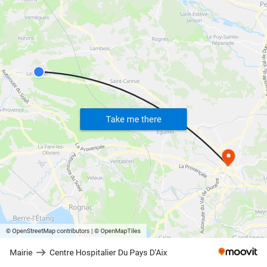 Mairie to Centre Hospitalier Du Pays D'Aix map