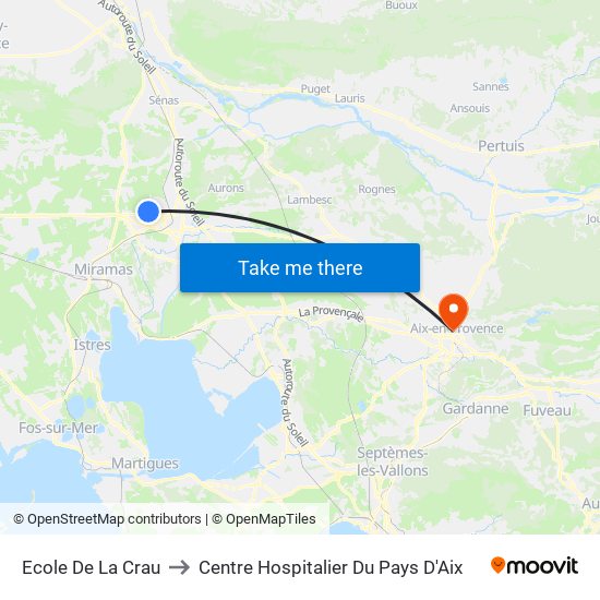 Ecole De La Crau to Centre Hospitalier Du Pays D'Aix map