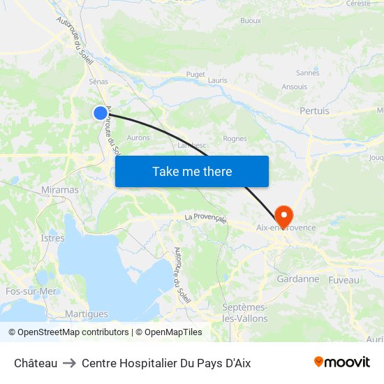 Château to Centre Hospitalier Du Pays D'Aix map