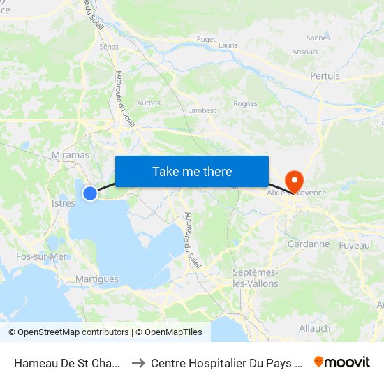 Hameau De St Chamas to Centre Hospitalier Du Pays D'Aix map